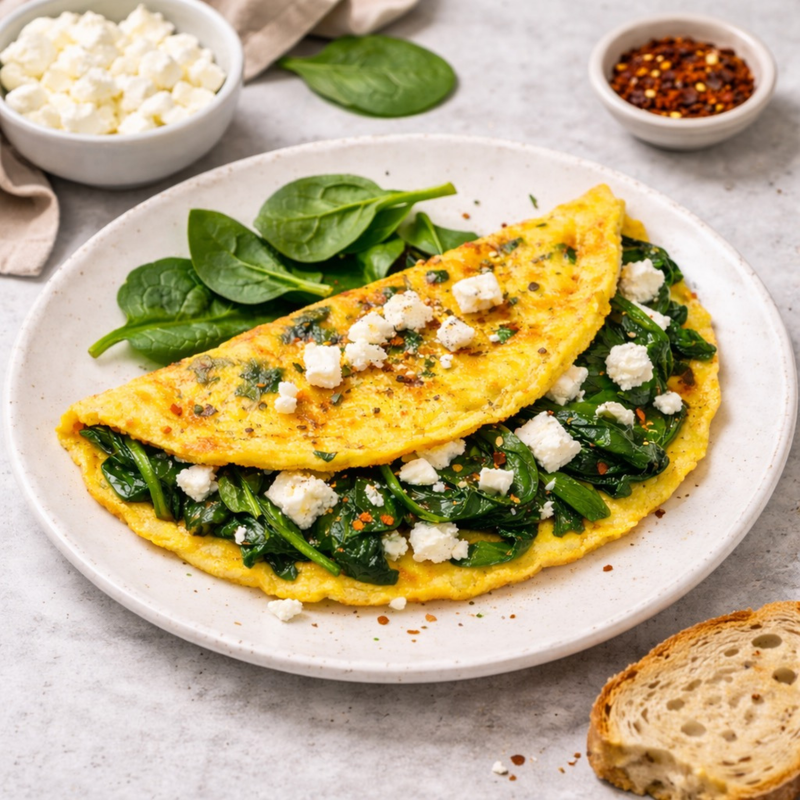 Omelette épinards-feta