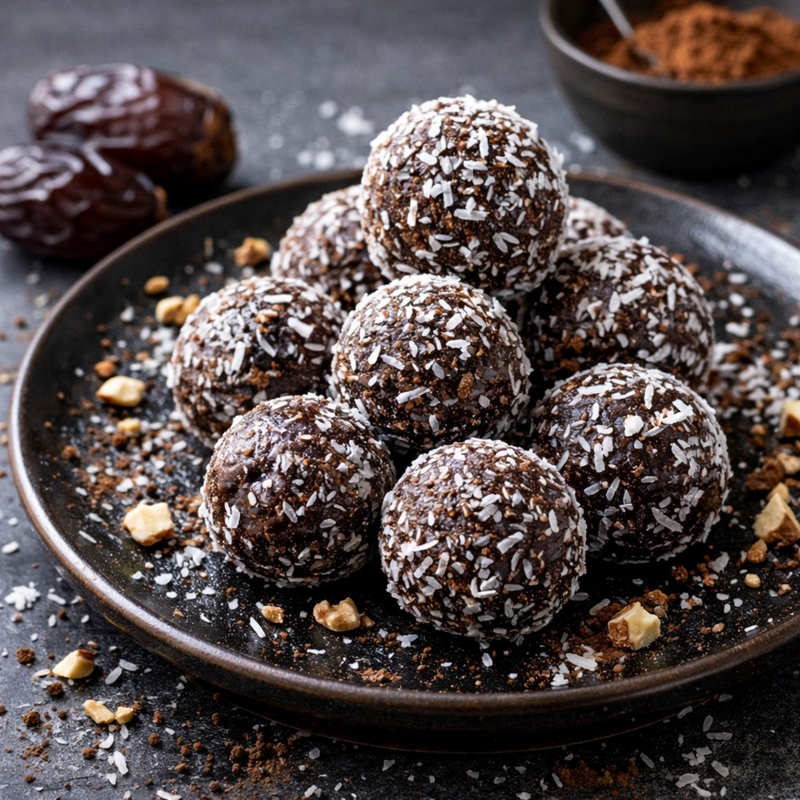 Energy balls cacao-dattes