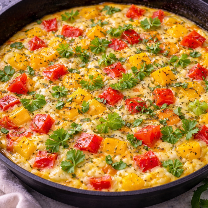 Frittata poivrons tricolore