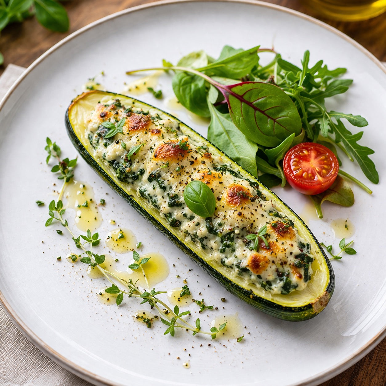 Courgettes farcies ricotta épinards