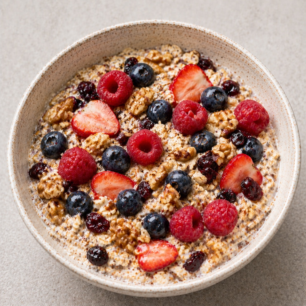 Muesli minute aux noix et fruits rouges