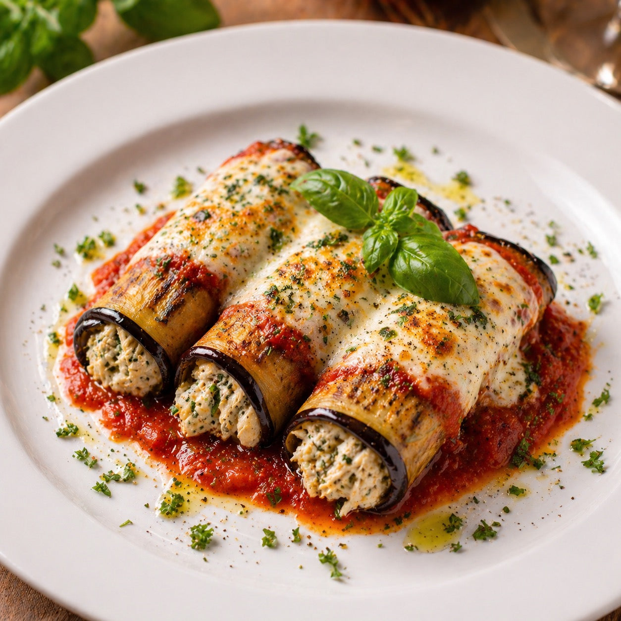 Cannelloni d’aubergine au poulet