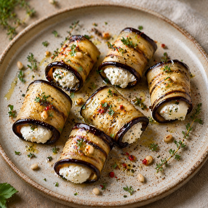 Roulés d'aubergine au fromage de chèvre