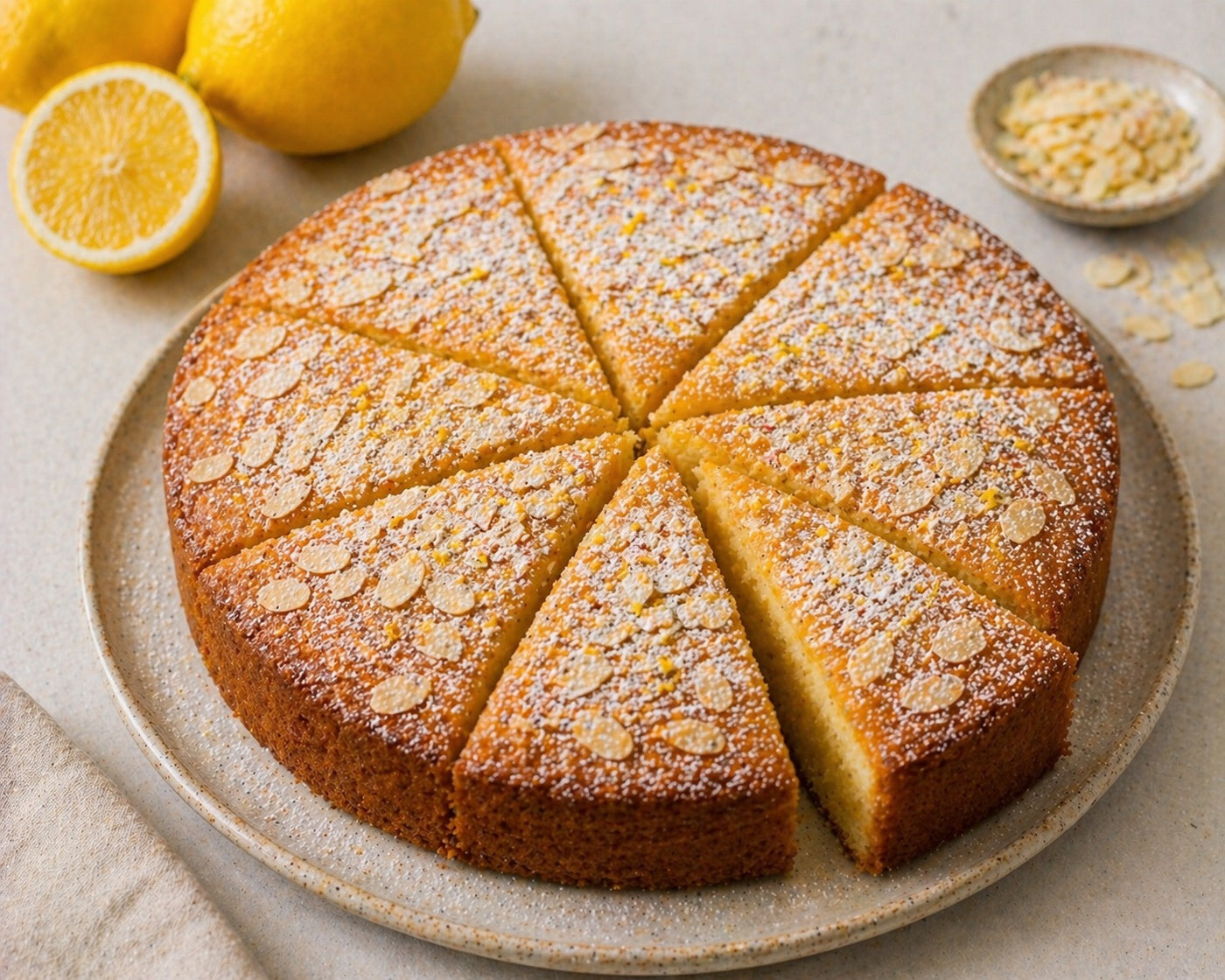 Gâteau moelleux citron-amande