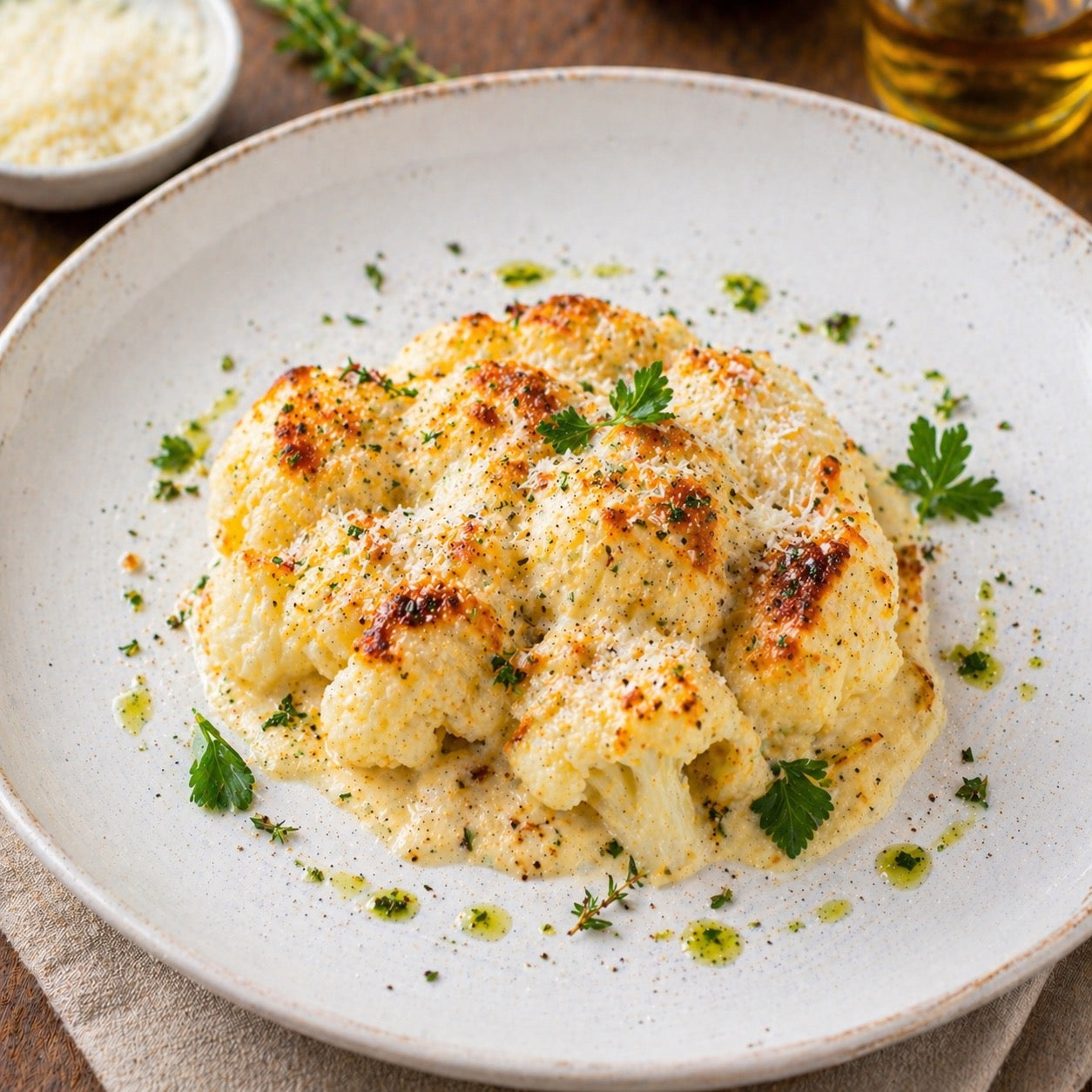 Gratin chou-fleur parmesan léger