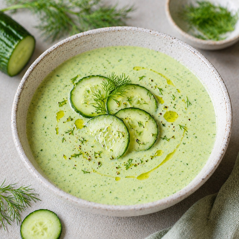 Soupe froide de concombre à l'aneth
