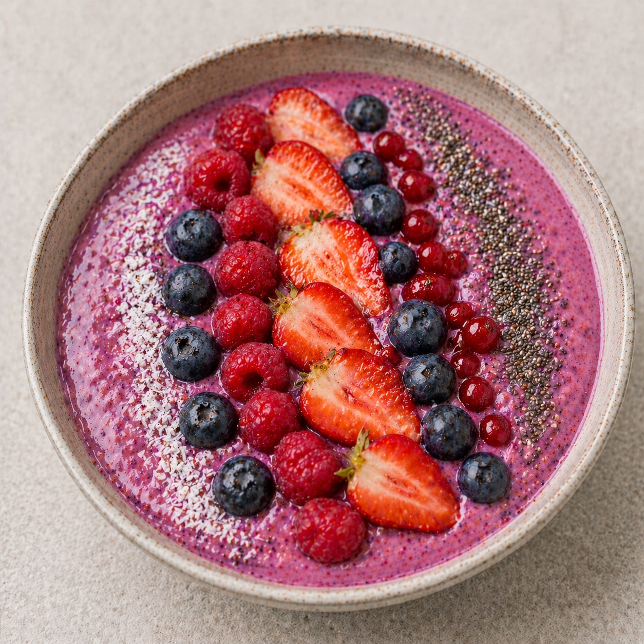 Smoothie bowl kéfir fruits rouges et chia