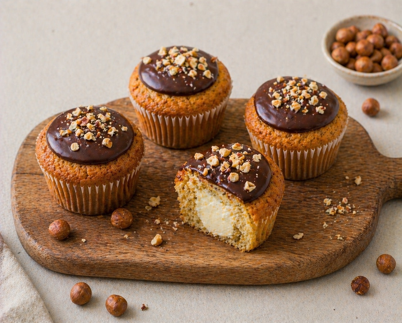 Moelleux chocolat noir noisette, cœur ricotta