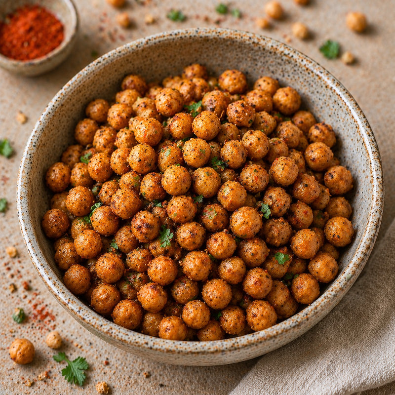 Bol de pois chiches rôtis épicés