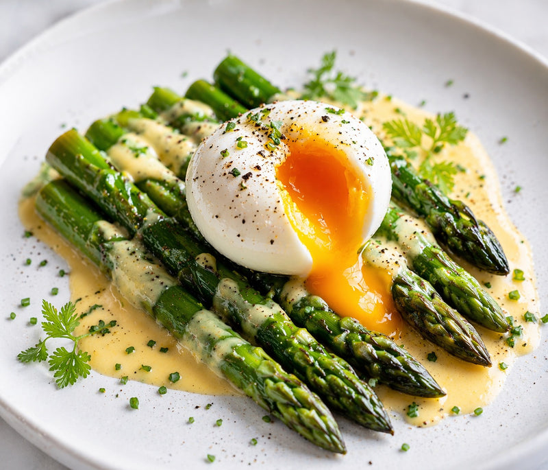 Mouillettes d'asperges et œuf mollet