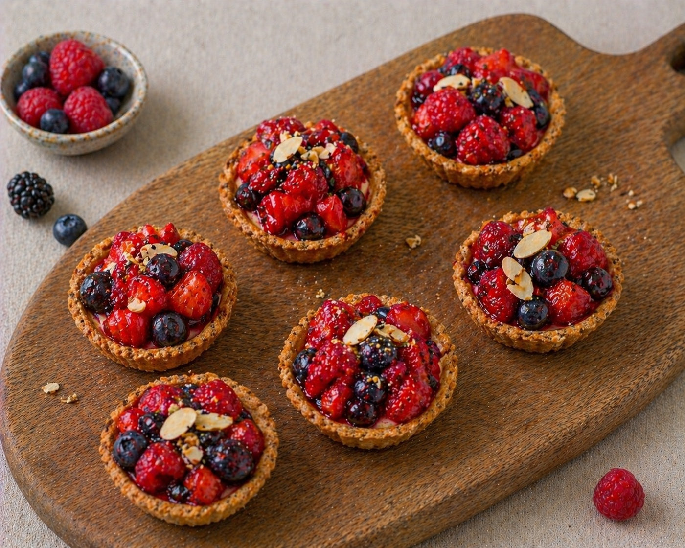 Tartelettes healthy amande-fruits rouges
