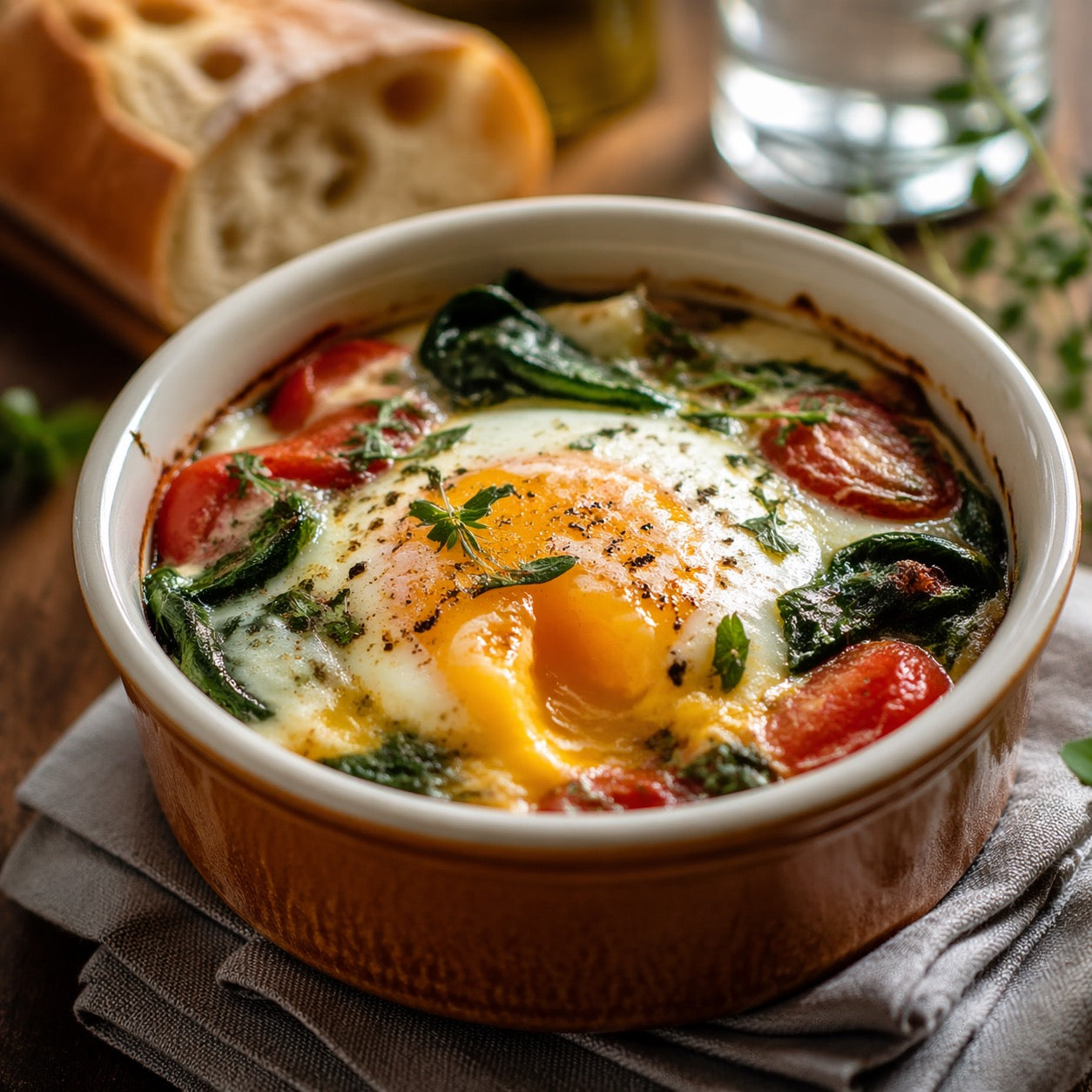 Œufs cocotte tomate-épinards