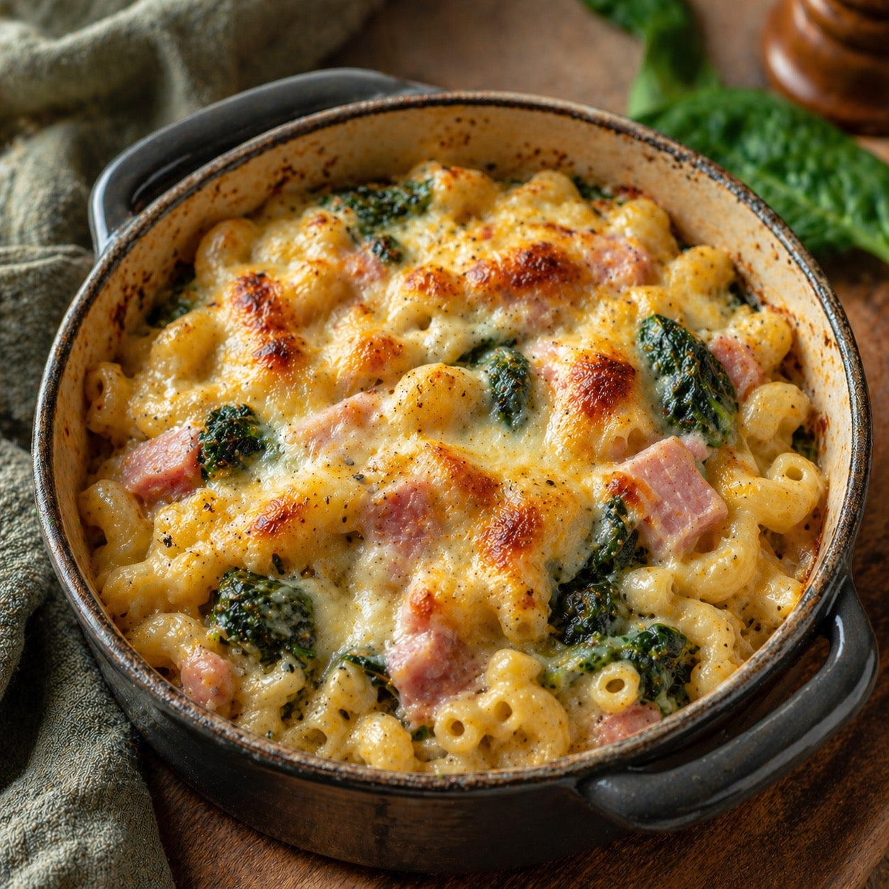 Cocotte Jambon Coquillettes Fromage Épinards