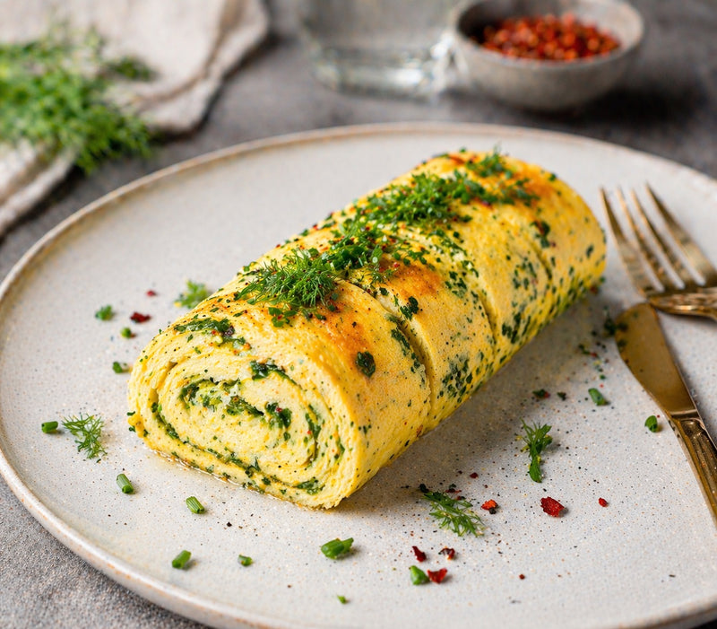 Omelette roulée aux herbes fraîches