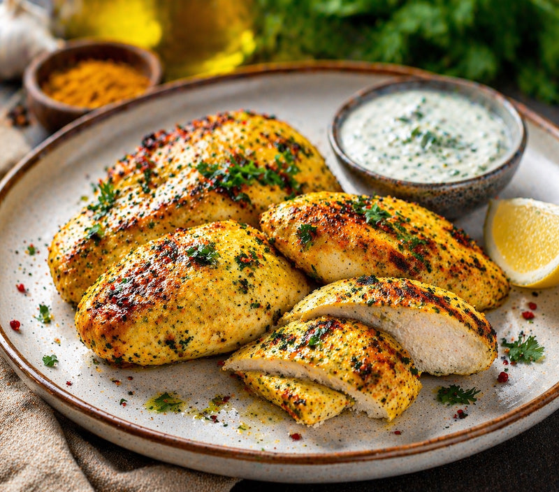 Blancs de poulet marinés au yaourt-curcuma