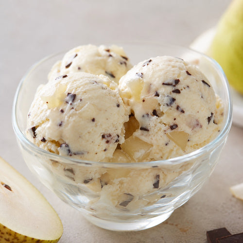 Glace poire-vanille et chocolat noir