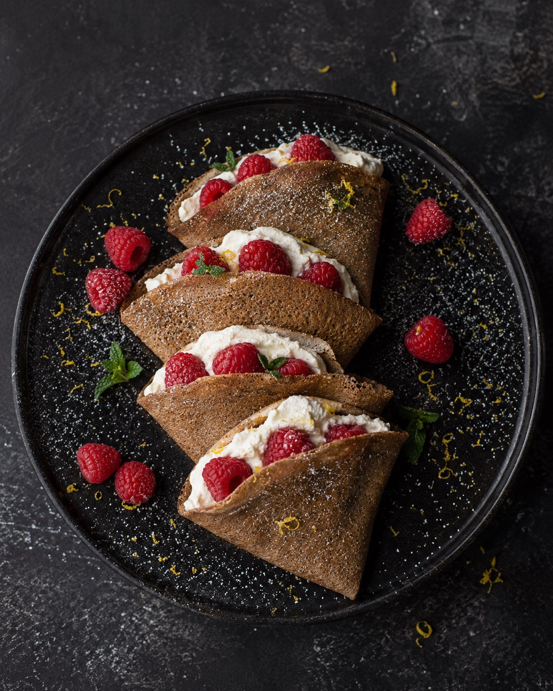 Crêpes vanille-sarrasin, crème ricotta citron