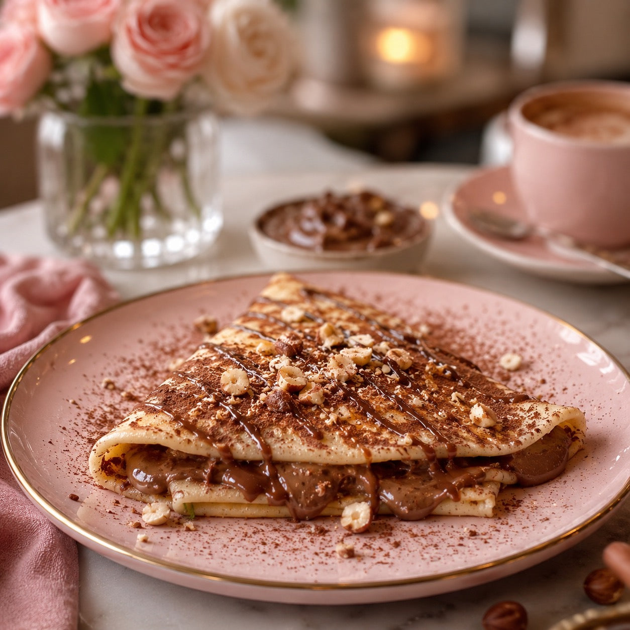 Crêpe façon pâte à tartiner chocolat-noisette