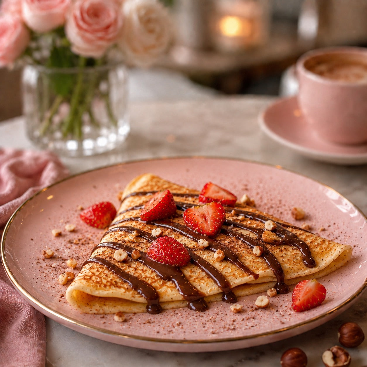 Crêpes chocolat noir et fraises