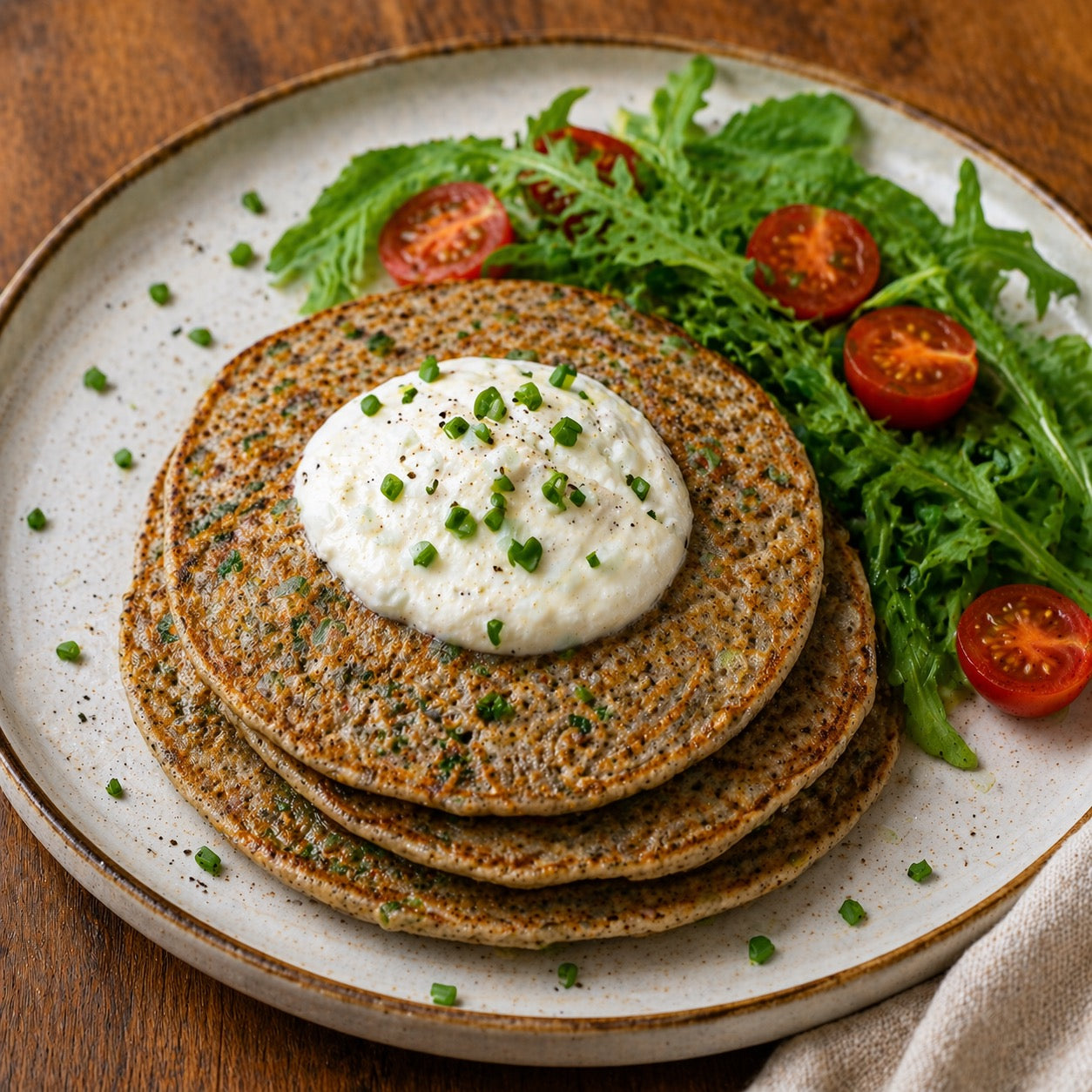Pancakes salés sarrasin-fromage blanc
