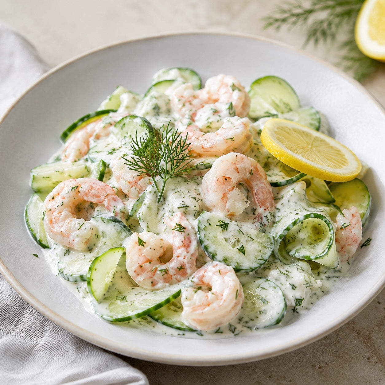 Concombre aux crevettes et à l’aneth