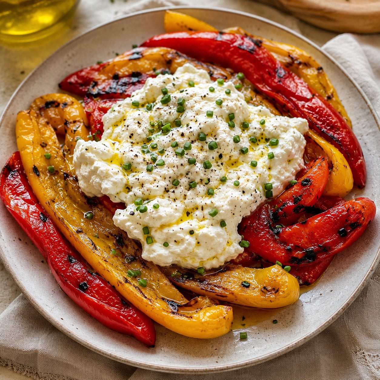 Poivrons grillés à la ricotta citronnée