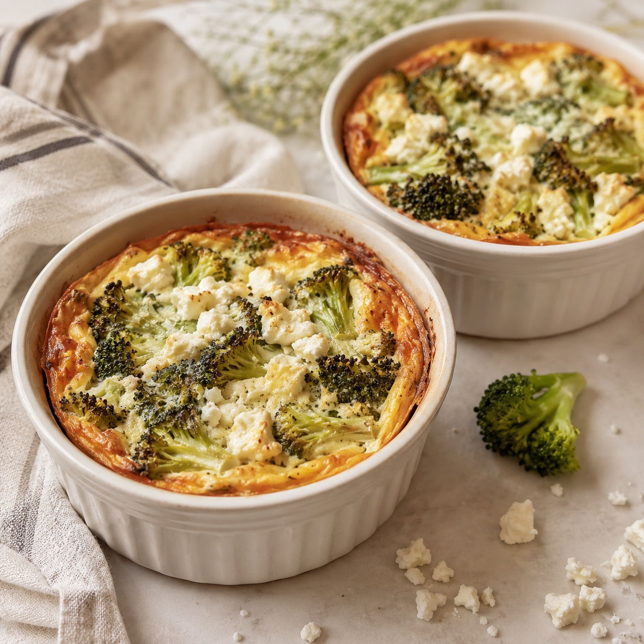 Clafoutis salé brocoli-feta