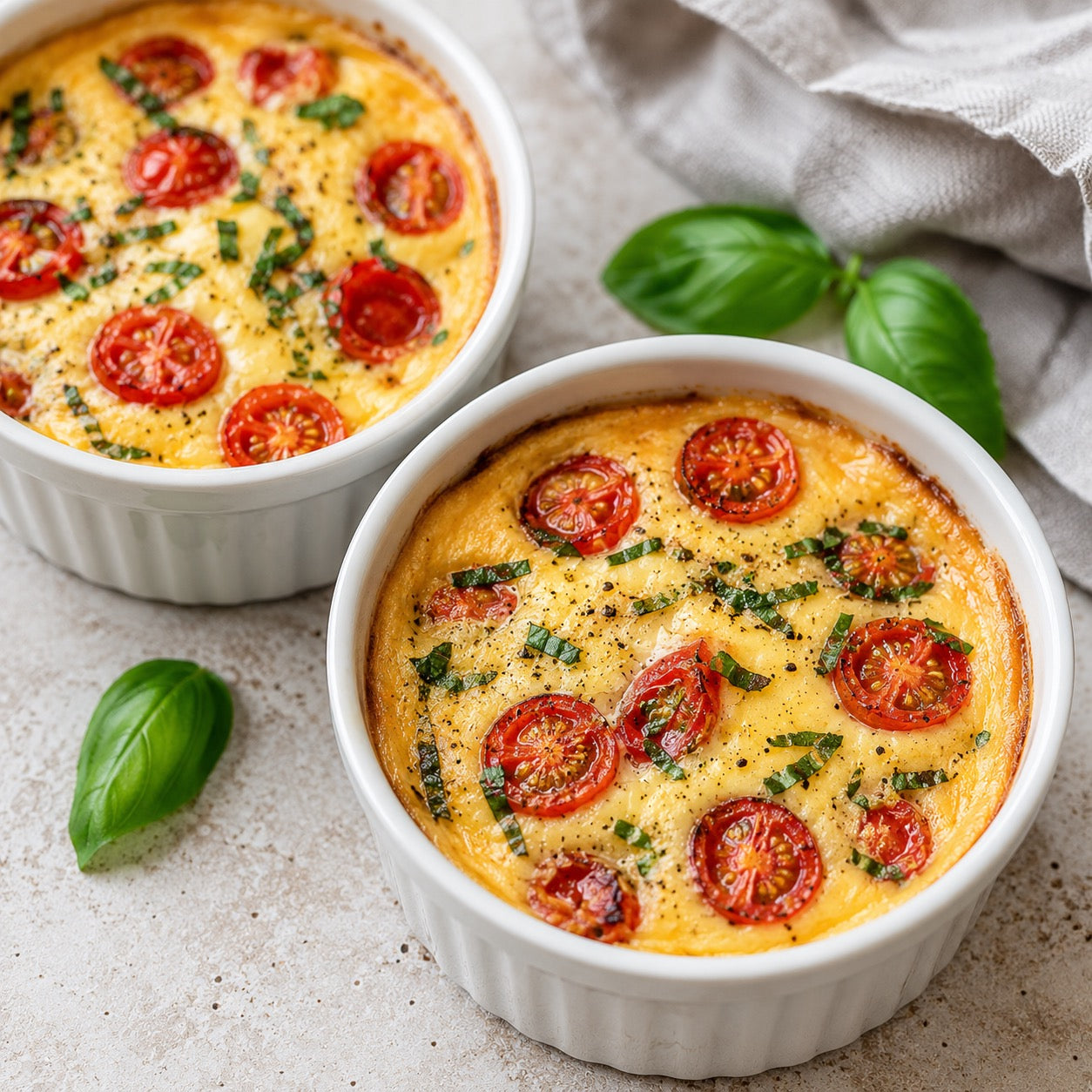 Flan salé tomates cerises-basilic