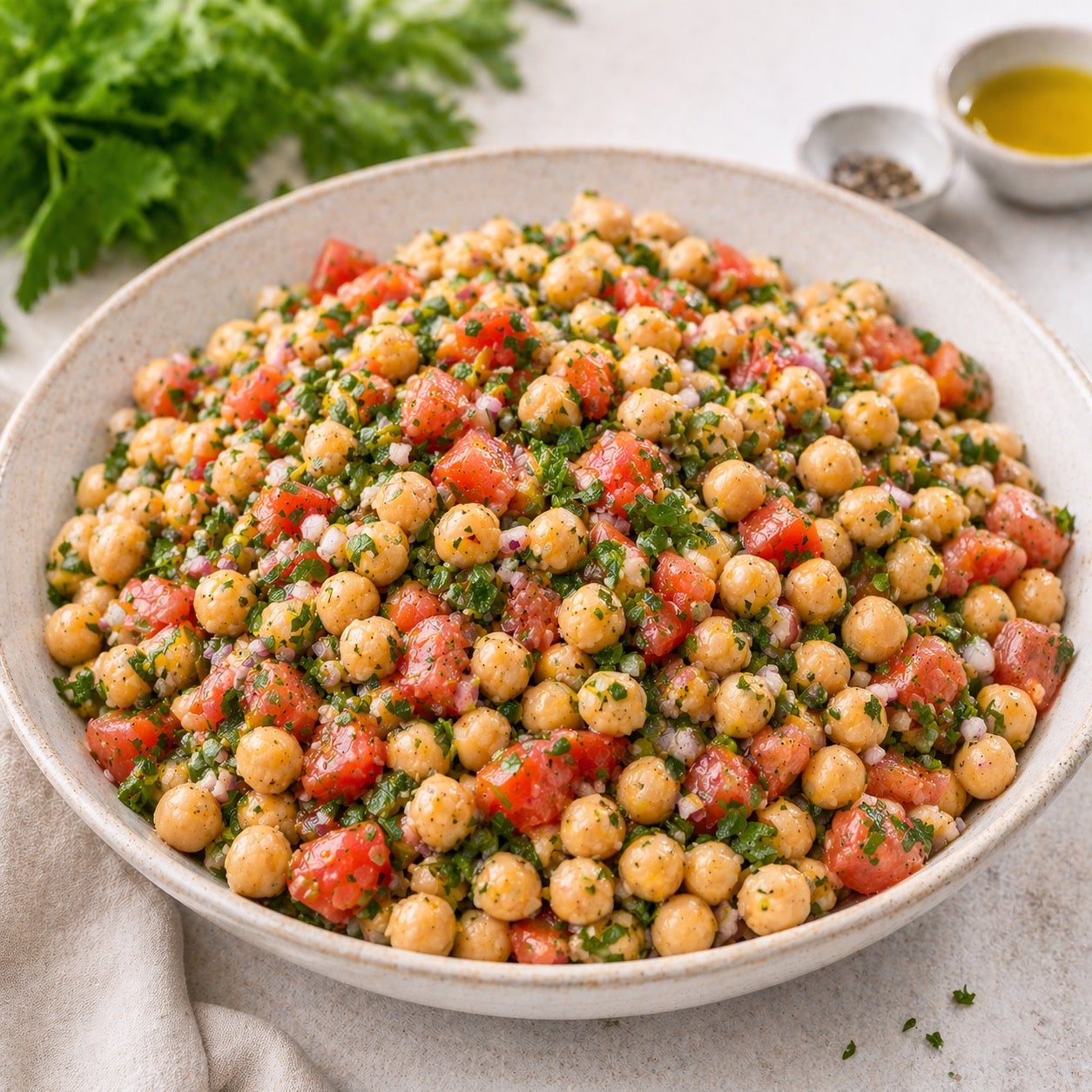 Salade de pois chiches, tomate et persil