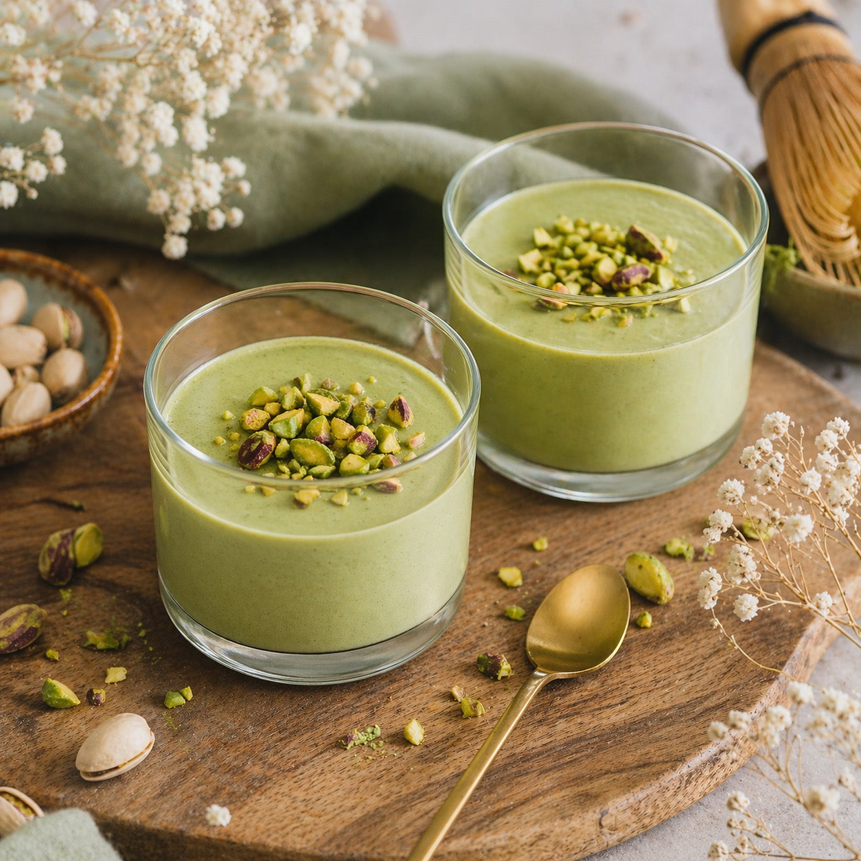 Panna cotta au thé matcha