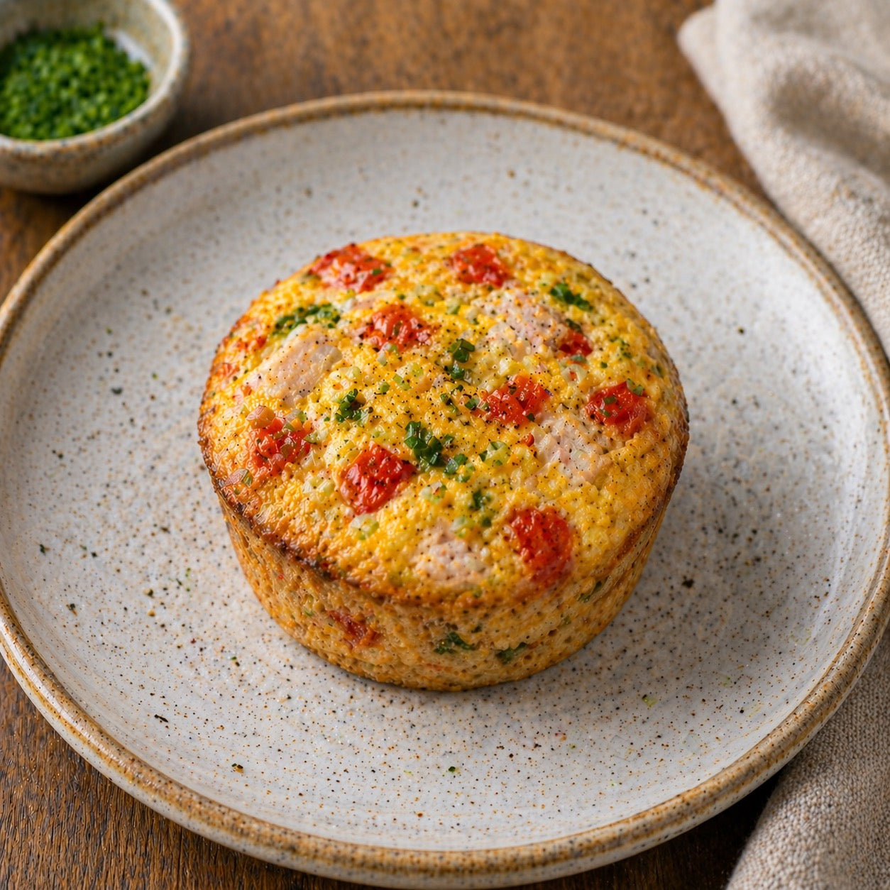Muffin œuf, poivron et dinde au four