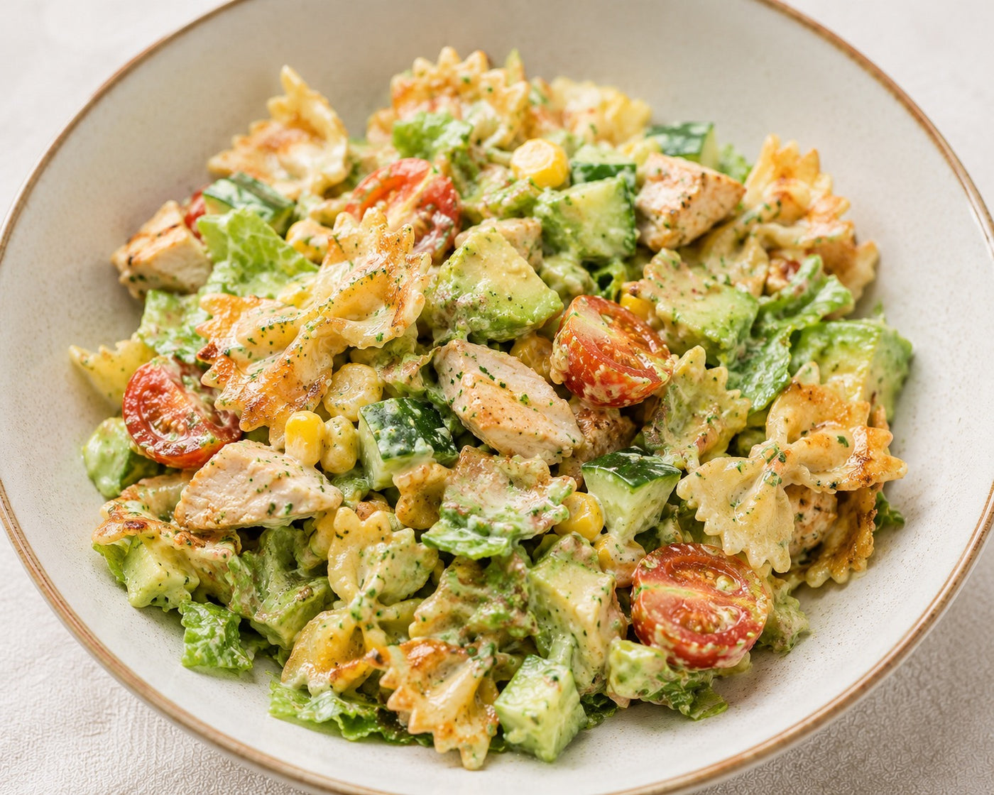 Crispy Pasta Salad équilibrée