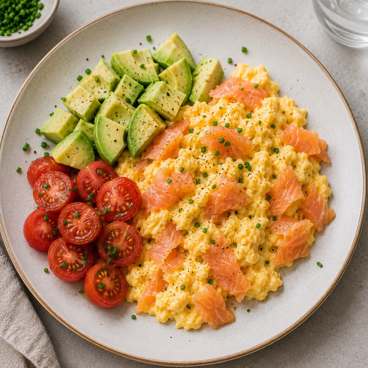 Œufs brouillés au saumon fumé & avocat
