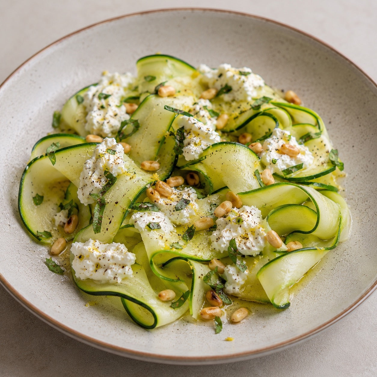 Rubans de courgette à la ricotta