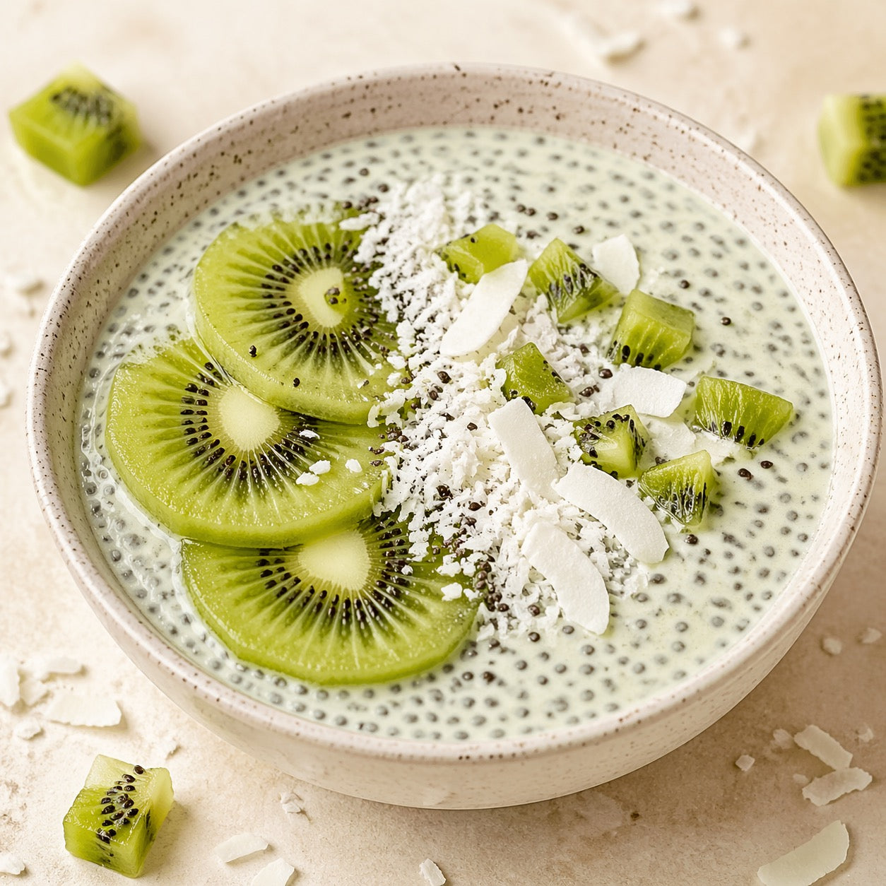 Chia pudding kiwi-coco préparé la veille