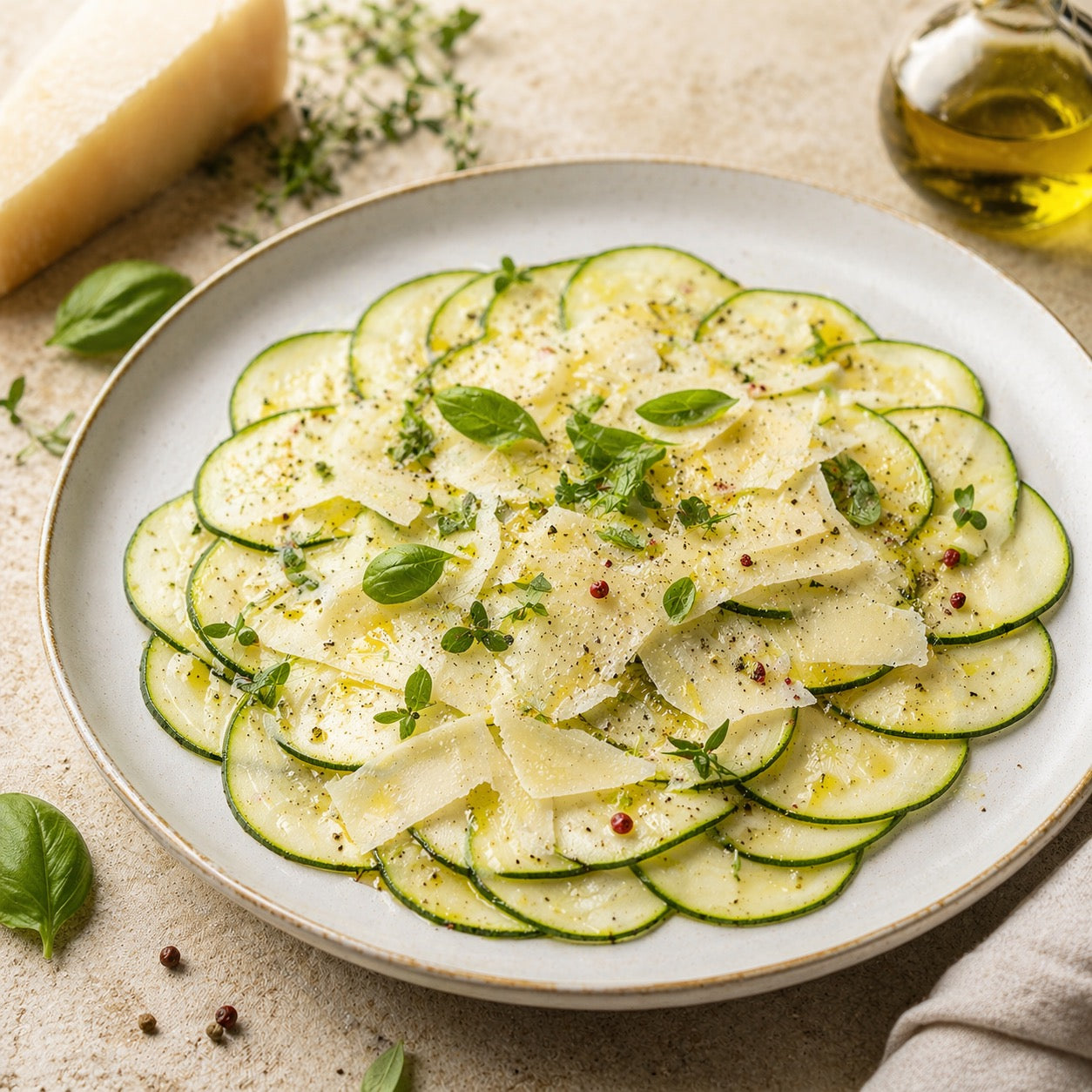 Carpaccio de courgette au parmesan