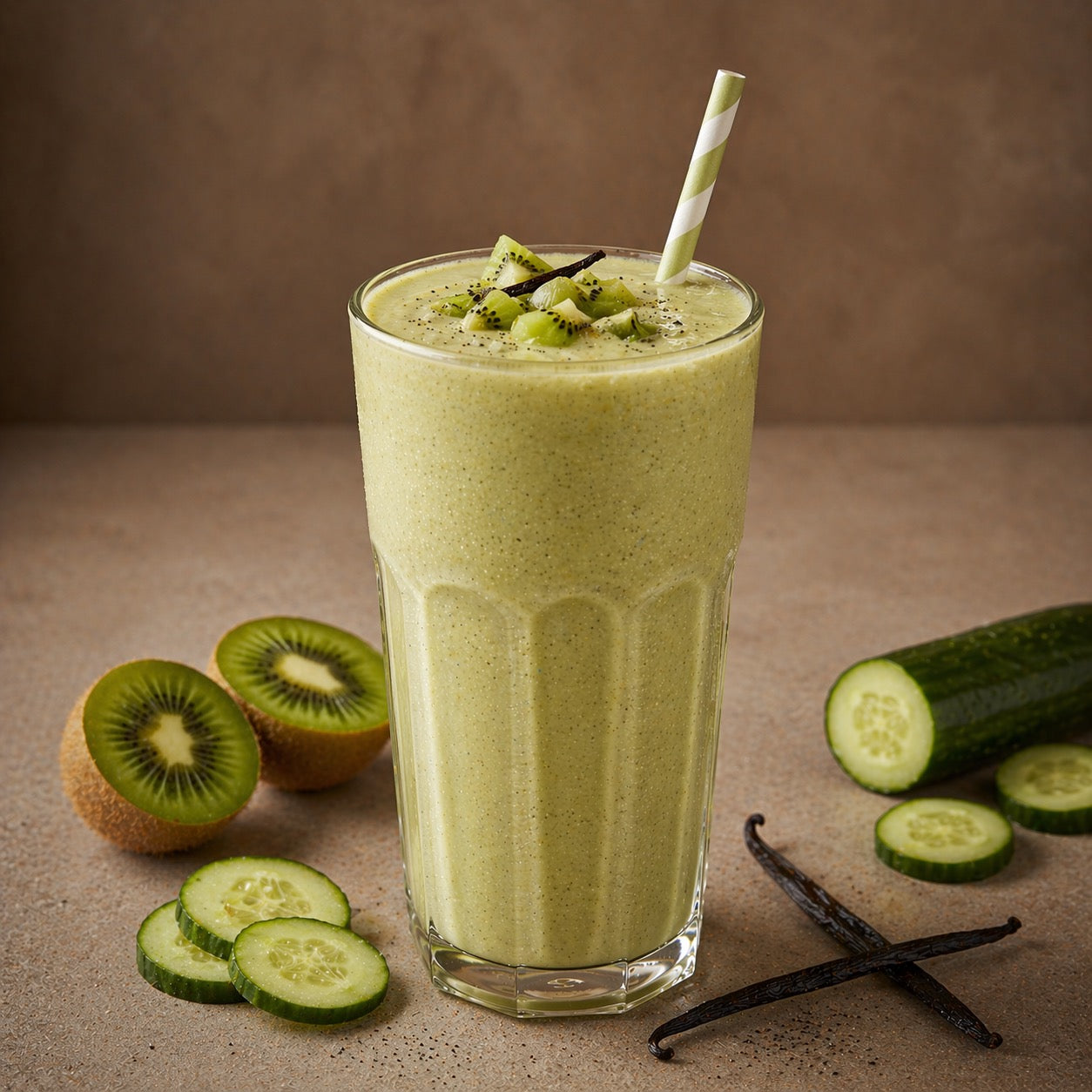 Smoothie kiwi, concombre et vanille