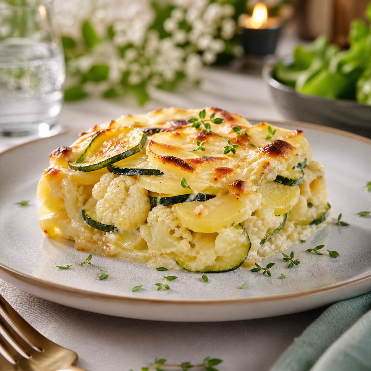 Gratin dauphinois léger courgette & chou-fleur