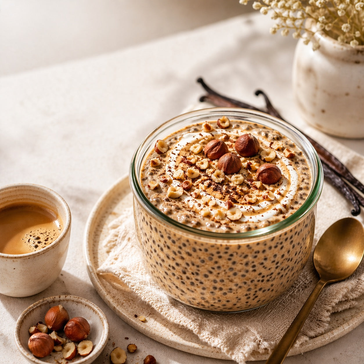 Pudding chia café-vanille préparé la veille
