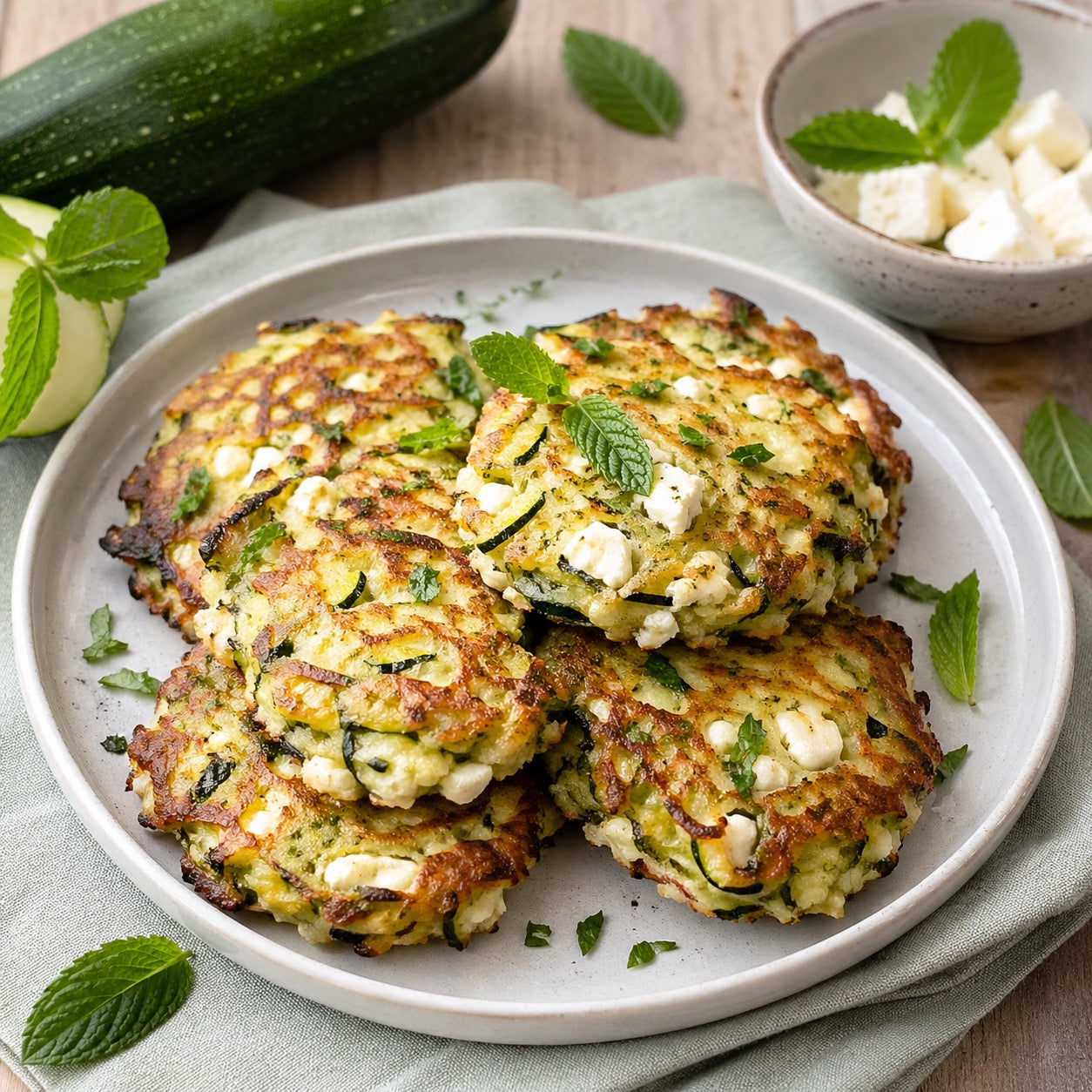 Galettes courgette feta menthe