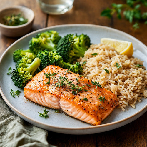 Saumon brocoli riz complet