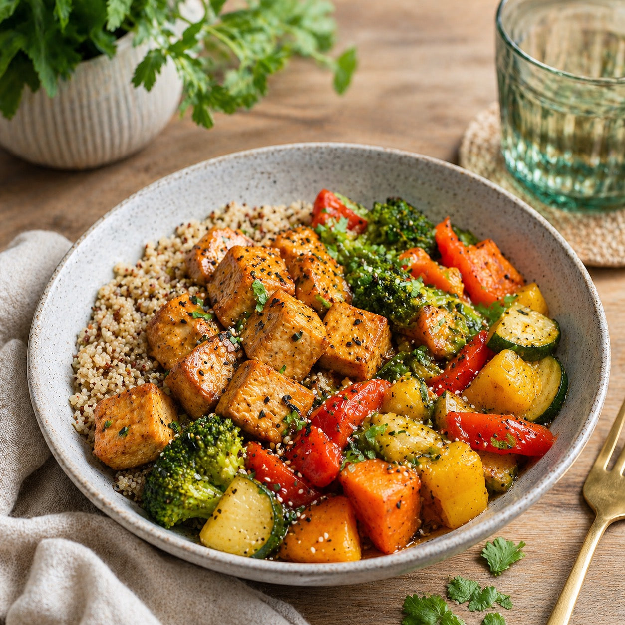 Tofu légumes quinoa