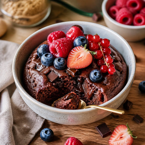 Bowlcake cacao, chocolat noir et fruits rouges