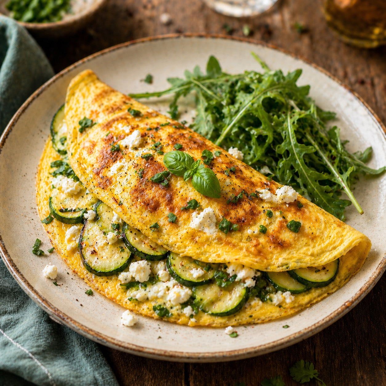 Omelette courgette feta