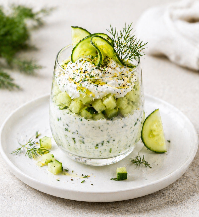 Verrines de concombre au tzatziki
