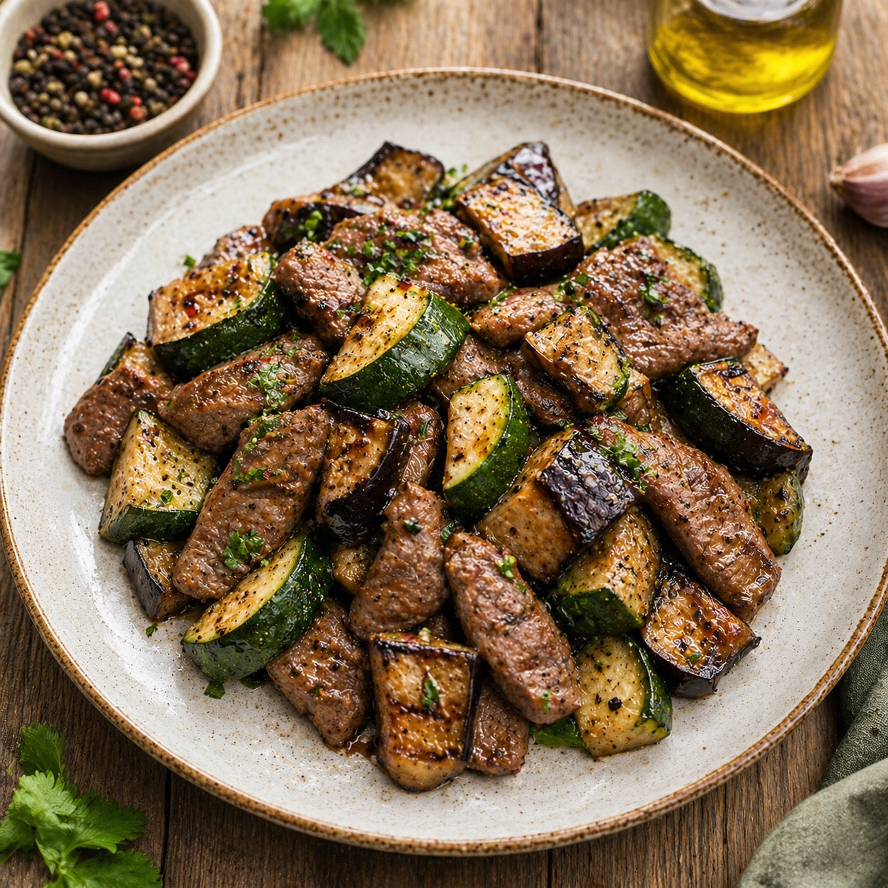 Bœuf courgettes aubergines