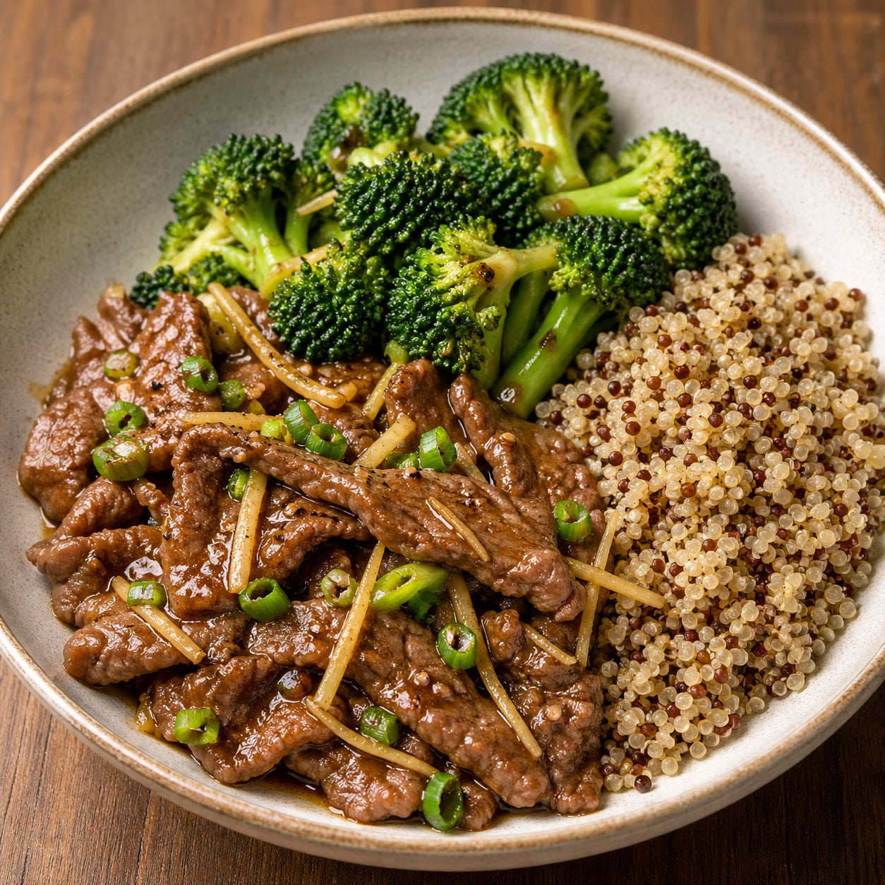 Bœuf gingembre brocoli quinoa