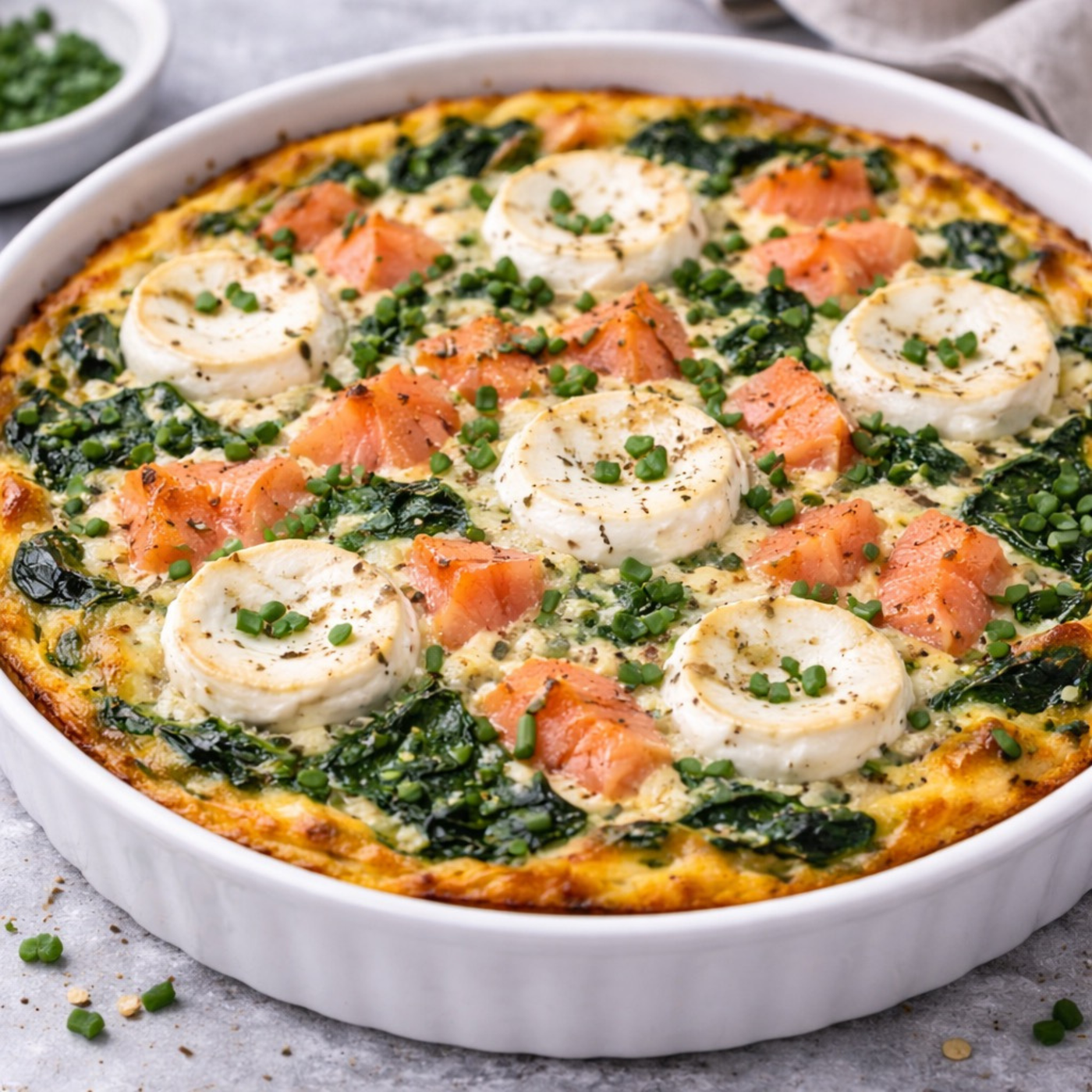 Quiche sans pâte saumon fumé–épinards