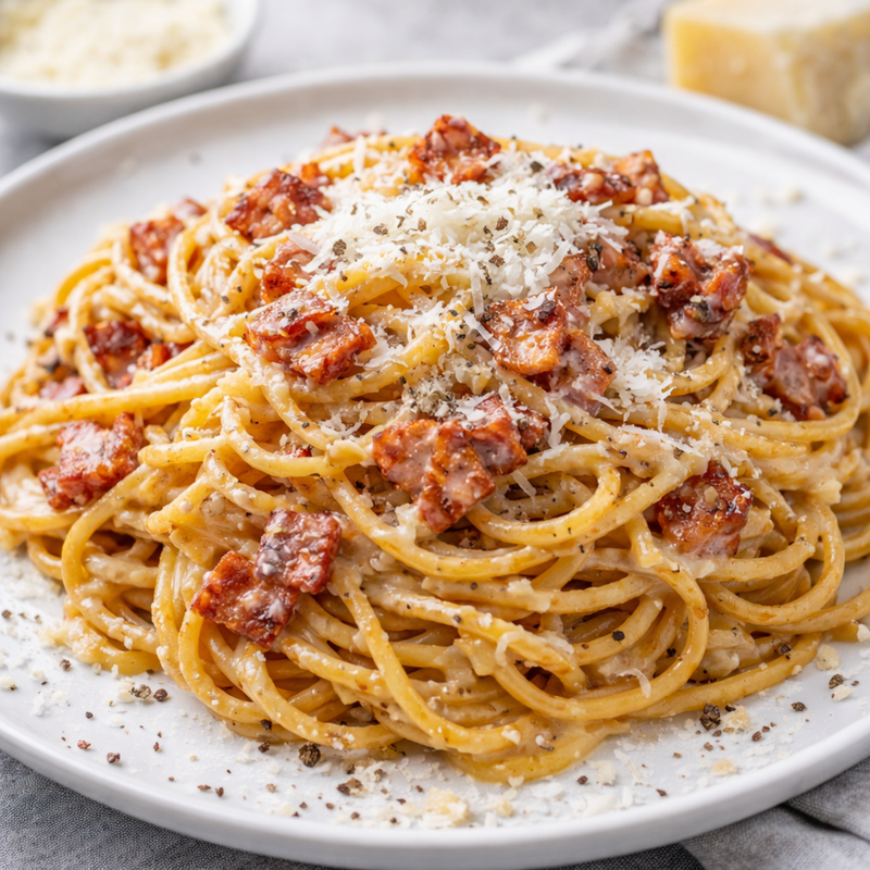 Pâtes carbonara aux spaghetti de lentilles