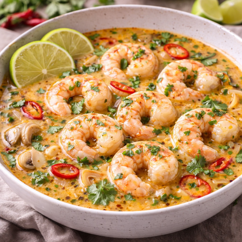 Soupe thaï coco-crevettes